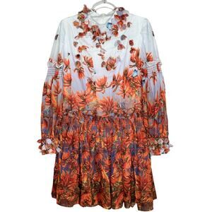 BURRYCO Women's Size 10 Gorgeous White Floral Butterfly Mid Whimsical Dress NWT